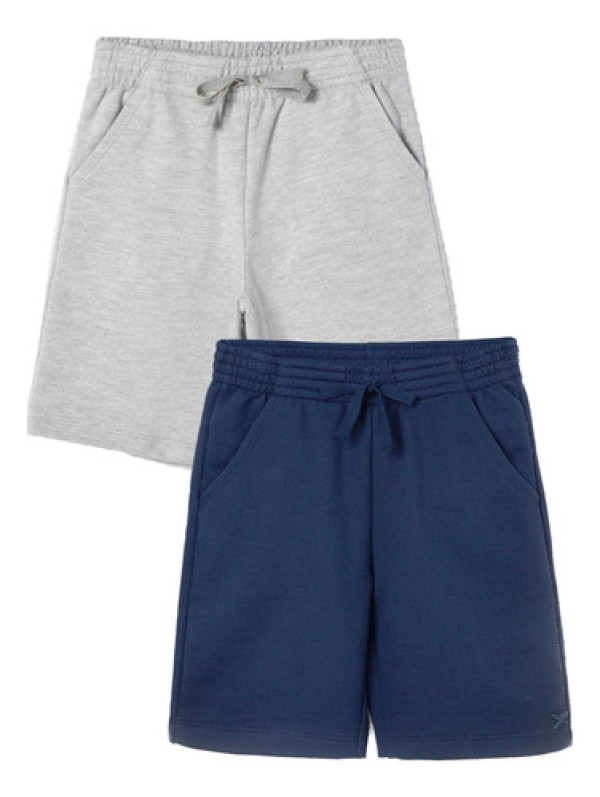 Encontraproduto.com.br - Kit com 2 Bermudas Básica Infantis Menino Em Moletom - Preto