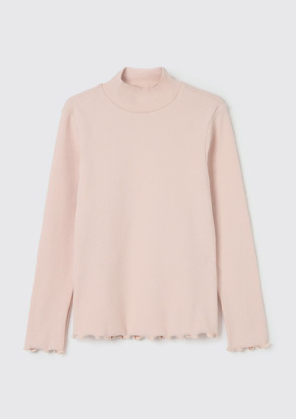 Blusa Básica Infantil Menina Manga Longa Com Gola Alta - Roxo