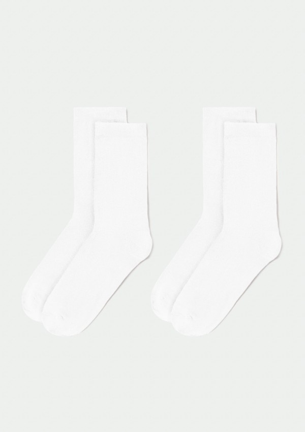 Kit 2 Meias Unissex Cano Longo - Branco