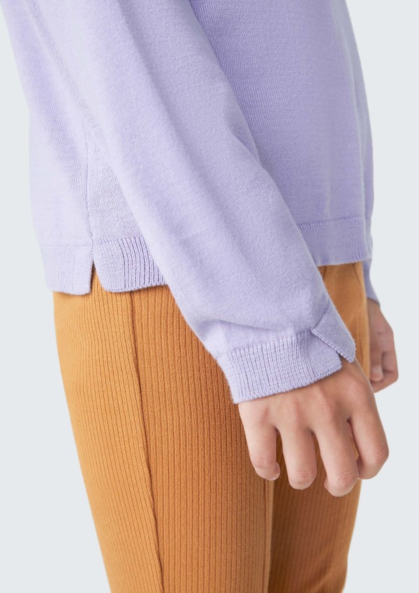 Encontraproduto.com.br - Blusão Infantil Menina Em Tricô Com Babados - Roxo