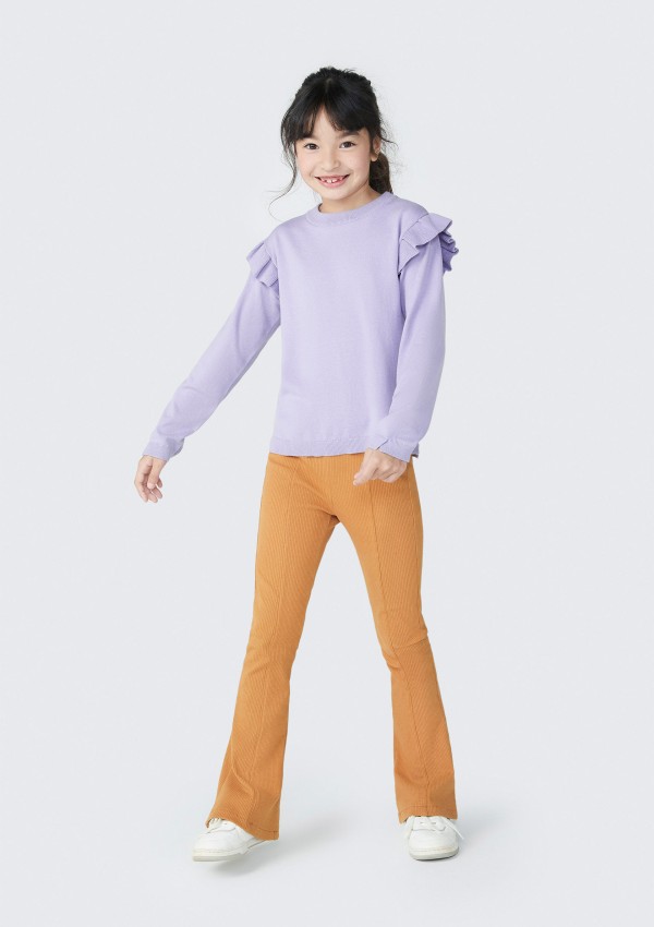 Encontraproduto.com.br - Blusão Infantil Menina Em Tricô Com Babados - Roxo