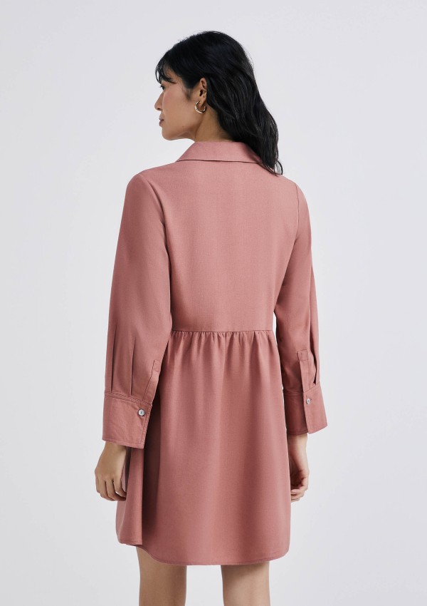 Encontraproduto.com.br - Vestido Curto Com Linho - Marsala