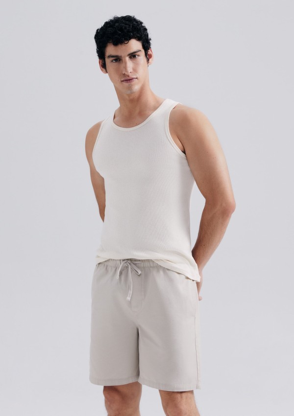 Encontraproduto.com.br - Bermuda Masculina Em Sarja Com Linho - Marrom
