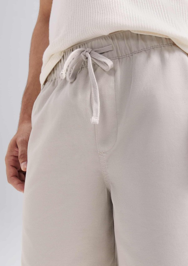 Encontraproduto.com.br - Bermuda Masculina Em Sarja Com Linho - Marrom