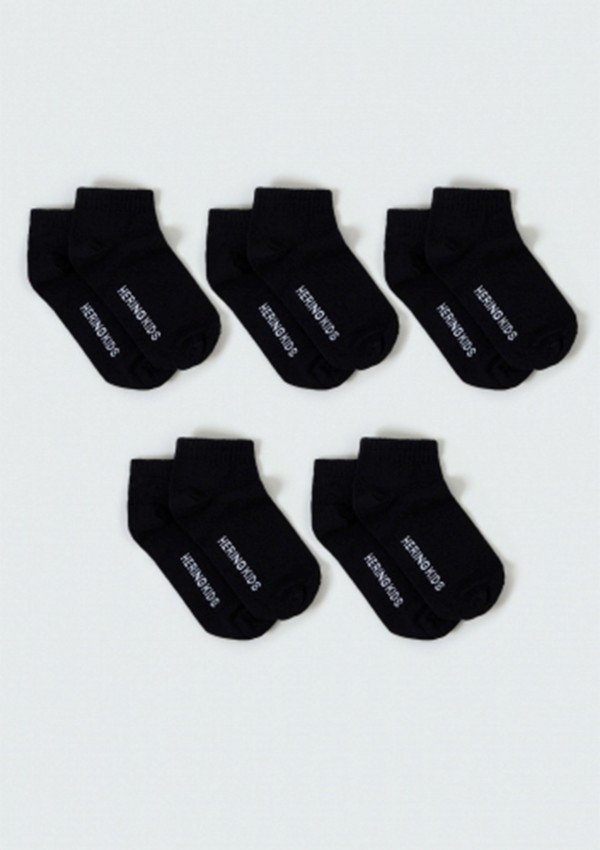 Kit Com 5 Pares De Meia Infantil Unissex Cano Curto - Preto