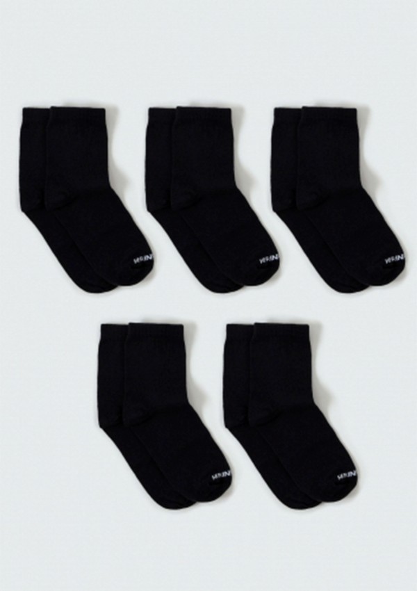 Kit Com 5 Pares De Meia Infantil Unissex Cano Médio - Preto