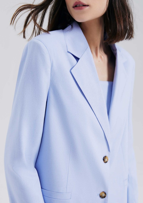 Encontraproduto.com.br - Blazer Feminino Com Linho - Lilás