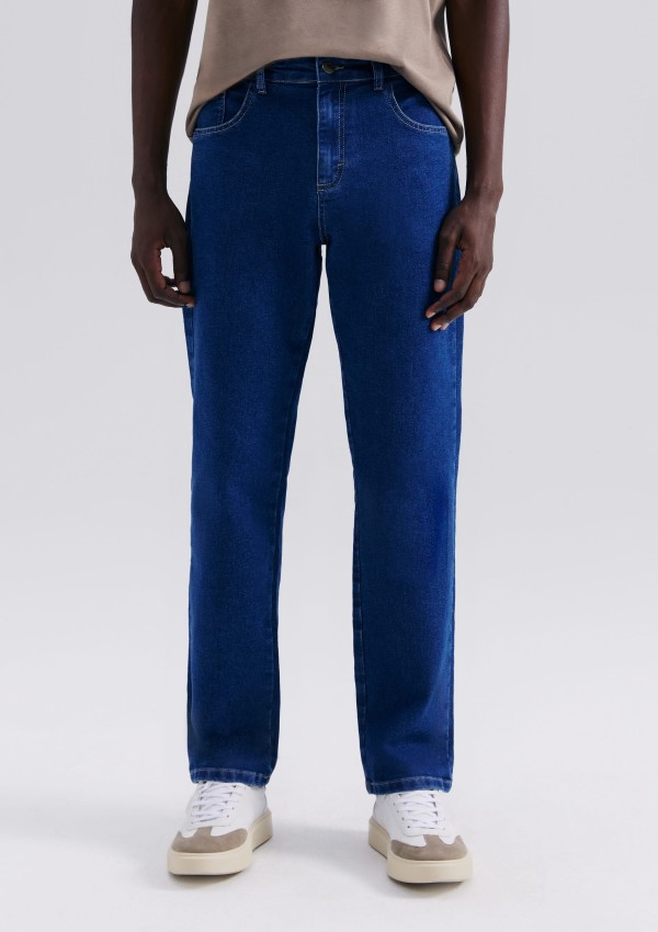 Encontraproduto.com.br - Calça Jeans Masculina Reta Com Elastano - Azul