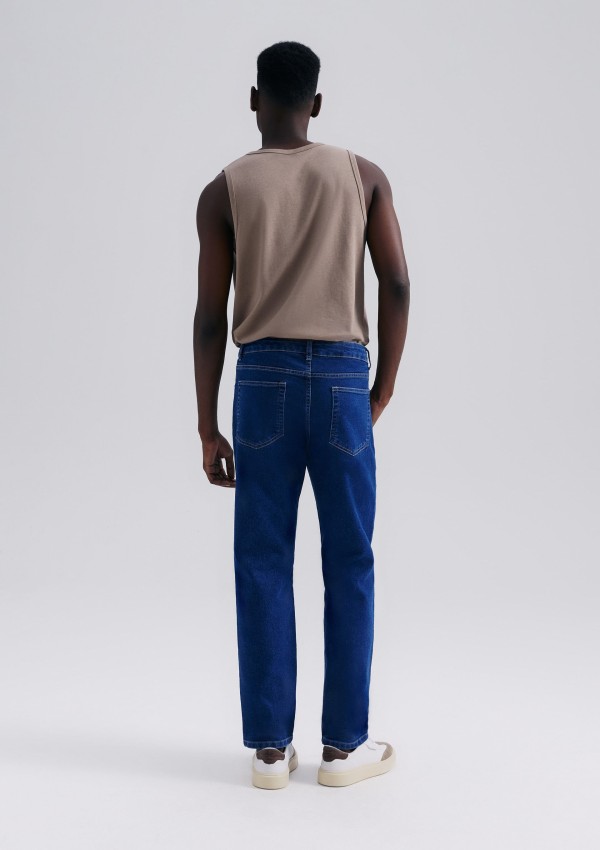 Encontraproduto.com.br - Calça Jeans Masculina Reta Com Elastano - Azul