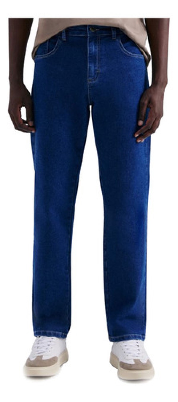 Encontraproduto.com.br - Calça Jeans Masculina Reta Com Elastano - Azul