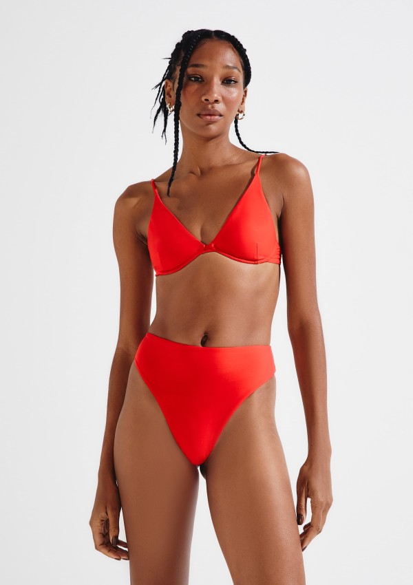 Encontraproduto.com.br - Biquíni Calcinha Cintura Alta Com Fio LYCRA® - Vermelho
