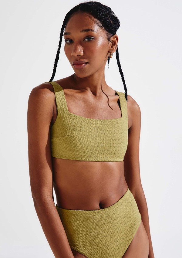 Encontraproduto.com.br - Biquíni Top Reto Texturizado Com Fio LYCRA® - Verde