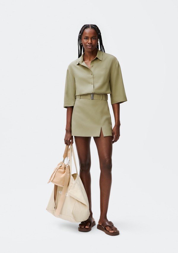 Shorts Saia Com Cinto - Verde