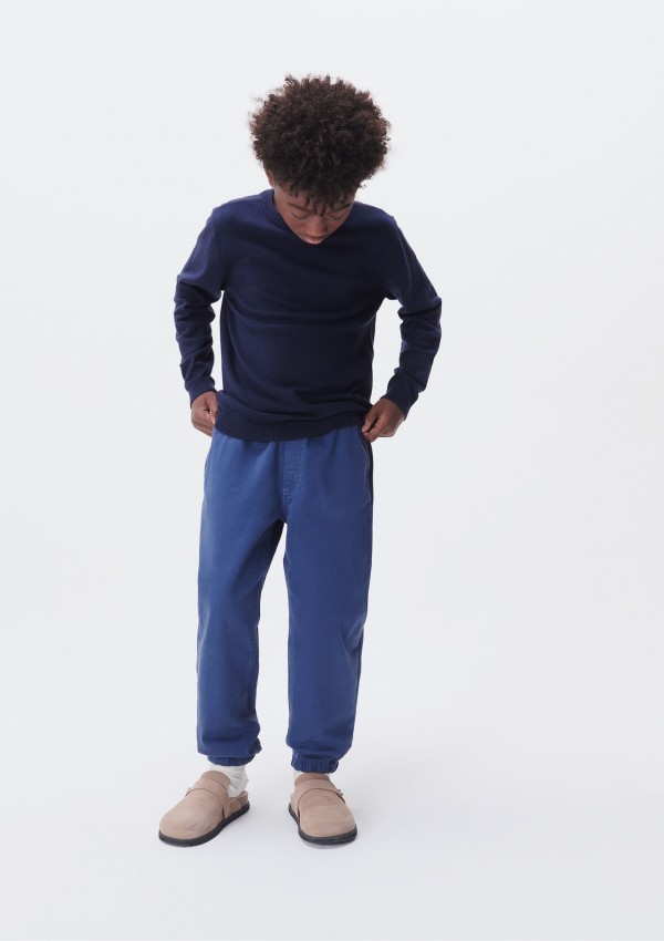Calça Jogger Infantil Menino Em Moletom Sarjado - Azul