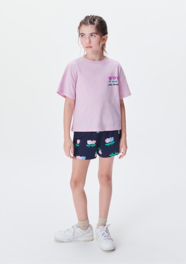 Conjunto Infantil Menina Curto Estampado - Rosa