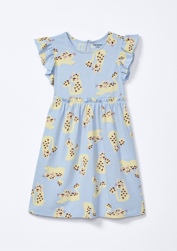 Vestido Infantil Toddler Com Babado - Azul