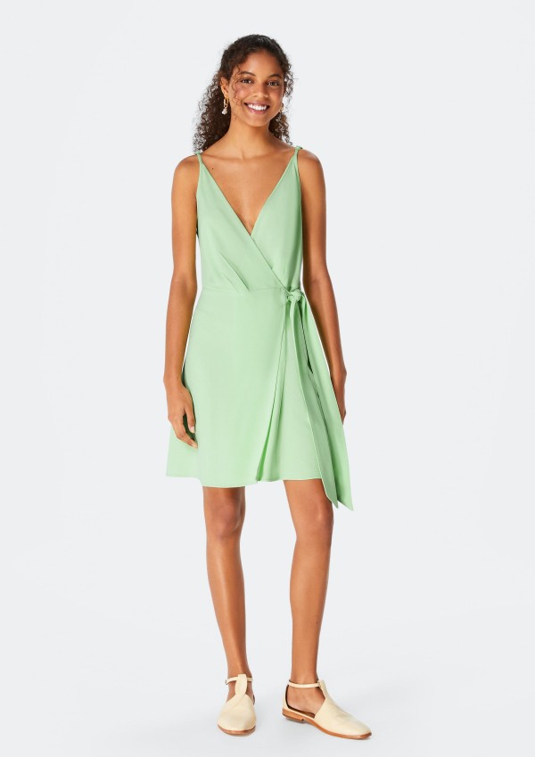 Vestido Curto Transpassado - Verde