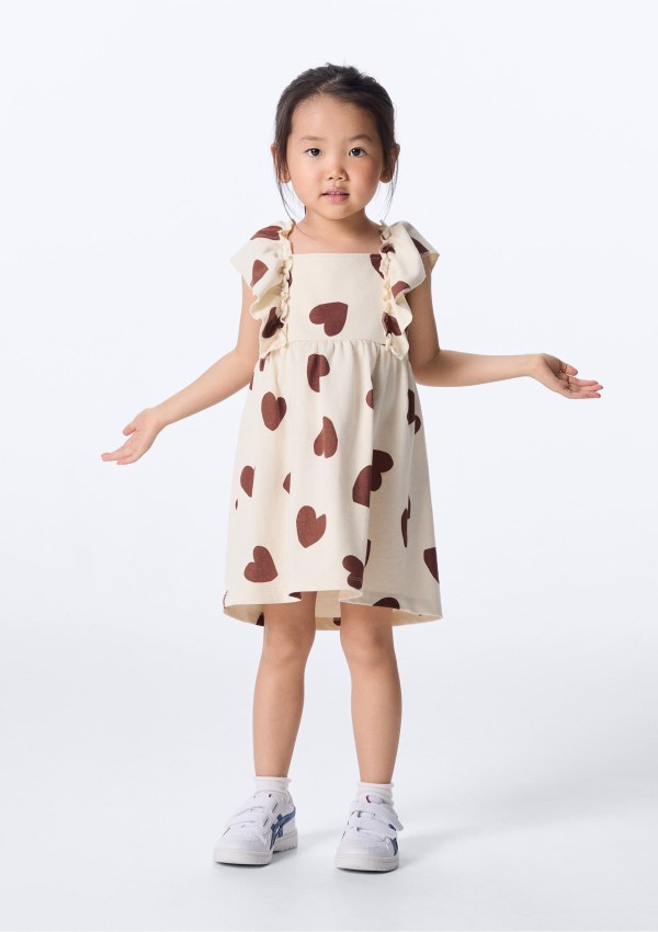 Vestido Infantil Menina Curto Estampado - Creme