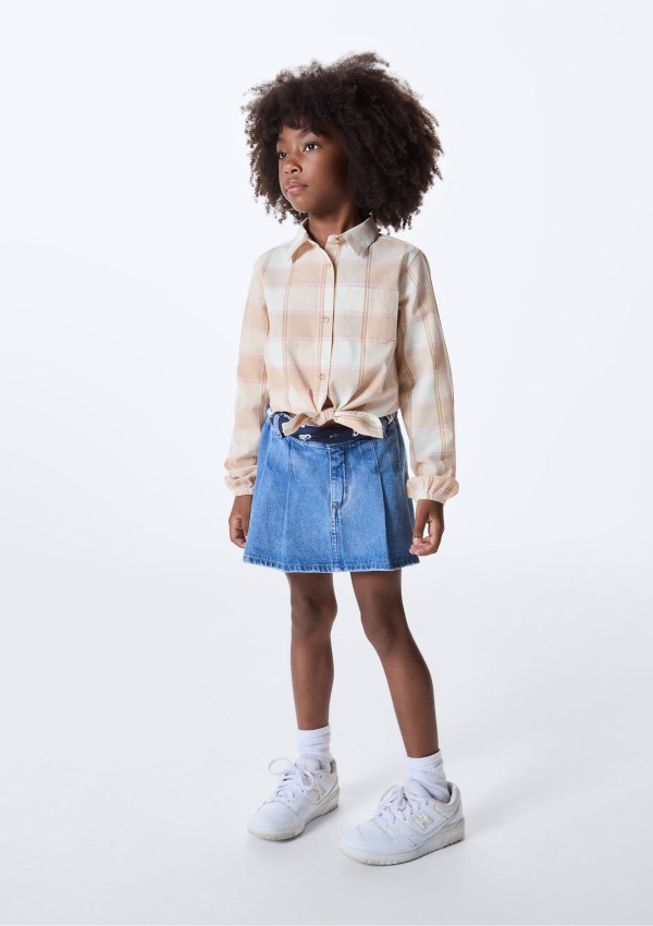 Shorts Saia Infantil Jeans Lavagem Média - Azul