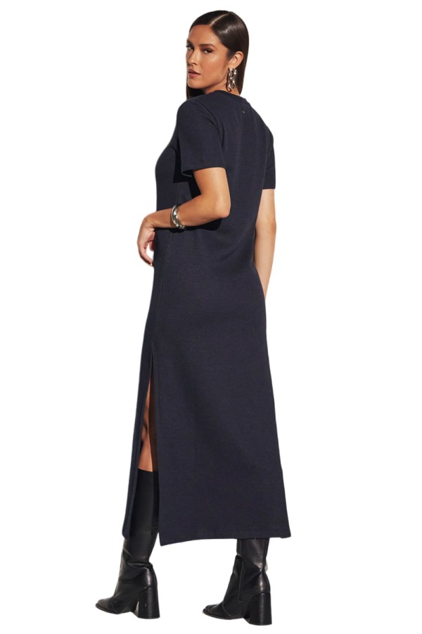 Encontraproduto.com.br - Vestido Midi Sommer Com Fenda Lateral Azul Alya