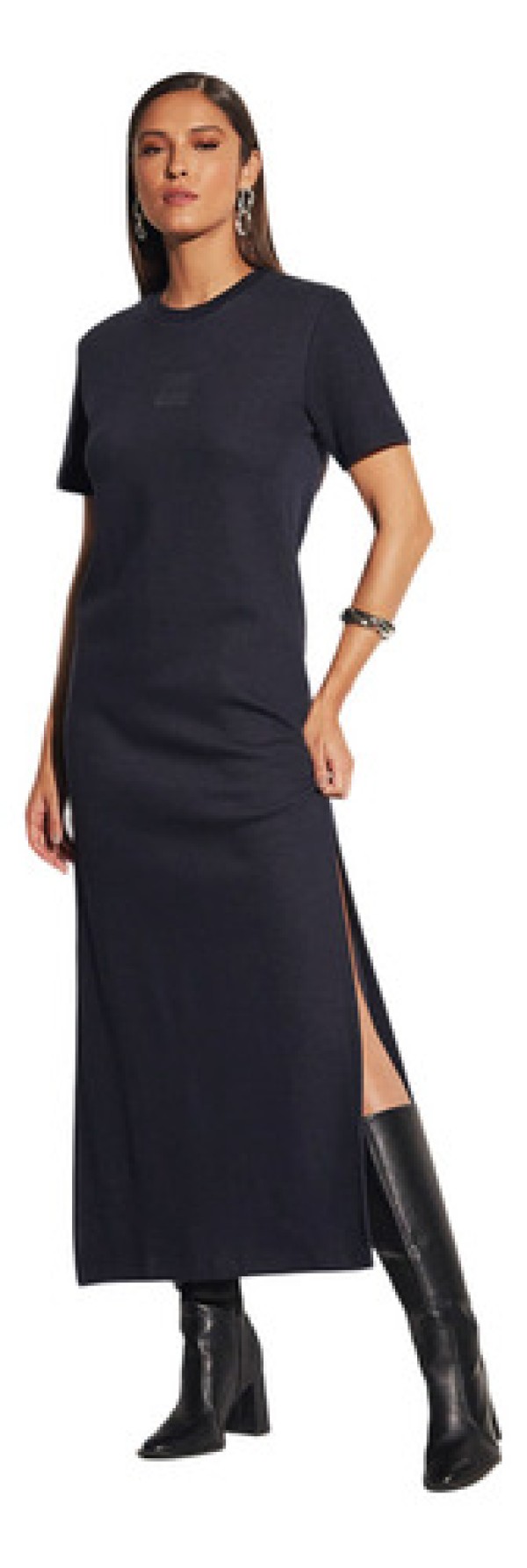 Encontraproduto.com.br - Vestido Midi Sommer Com Fenda Lateral Azul Alya