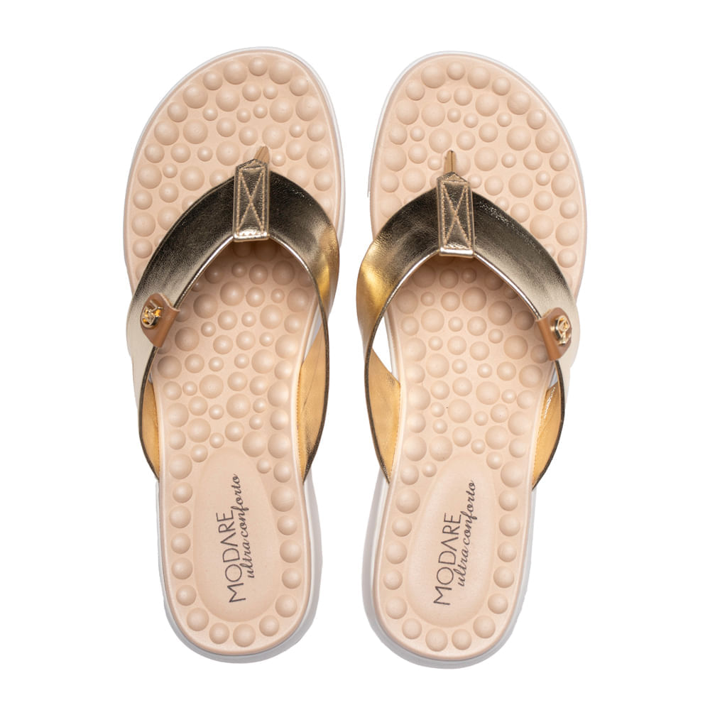 Encontraproduto.com.br - Chinelo Feminino Modare com Tira Larga Metalizada Dourado