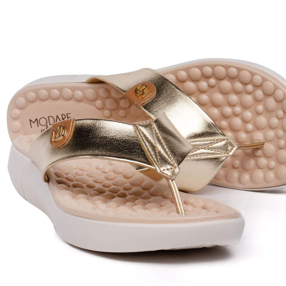 Encontraproduto.com.br - Chinelo Feminino Modare com Tira Larga Metalizada Dourado