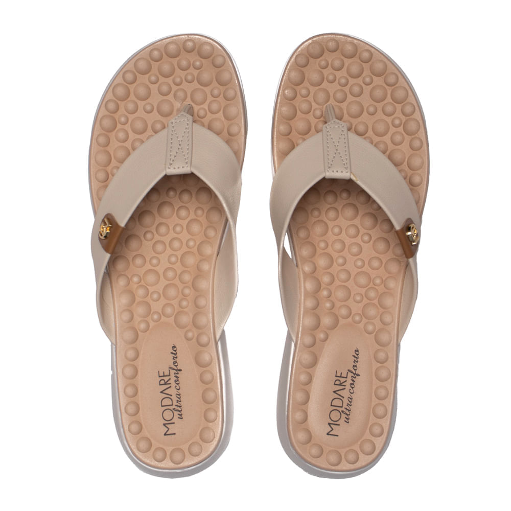 Encontraproduto.com.br - Chinelo Feminino Modare com Tira Larga em Napa Floather Creme