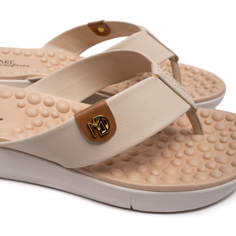 Encontraproduto.com.br - Chinelo Feminino Modare com Tira Larga em Napa Floather Creme