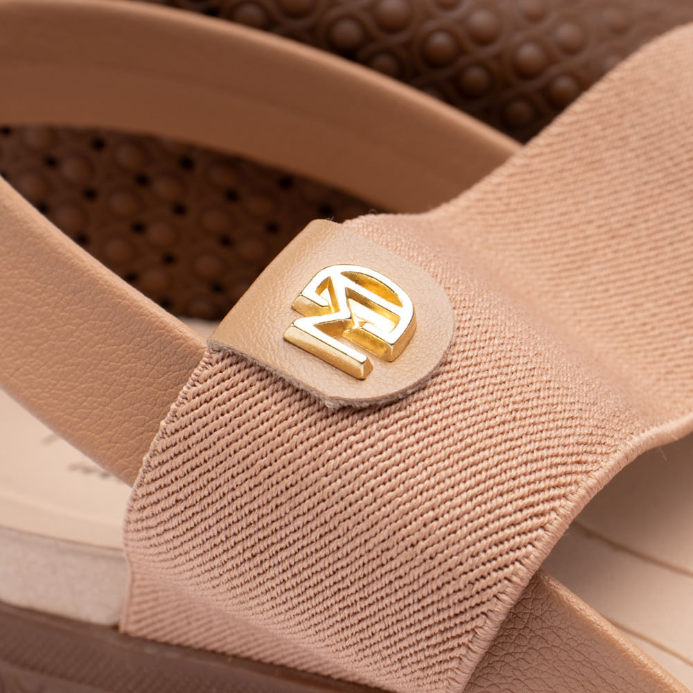 Encontraproduto.com.br - Sandália Flats Modare Nude e Dourada Feminina