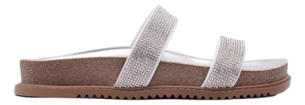Encontraproduto.com.br - Chinelo Feminino Beira Rio Flatform com Strass Prata