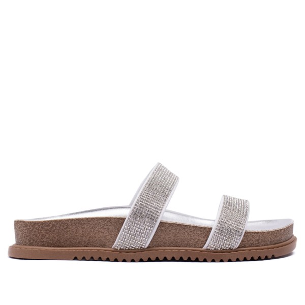 Encontraproduto.com.br - Chinelo Feminino Beira Rio Flatform com Strass Prata