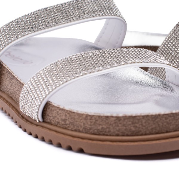 Encontraproduto.com.br - Chinelo Feminino Beira Rio Flatform com Strass Prata