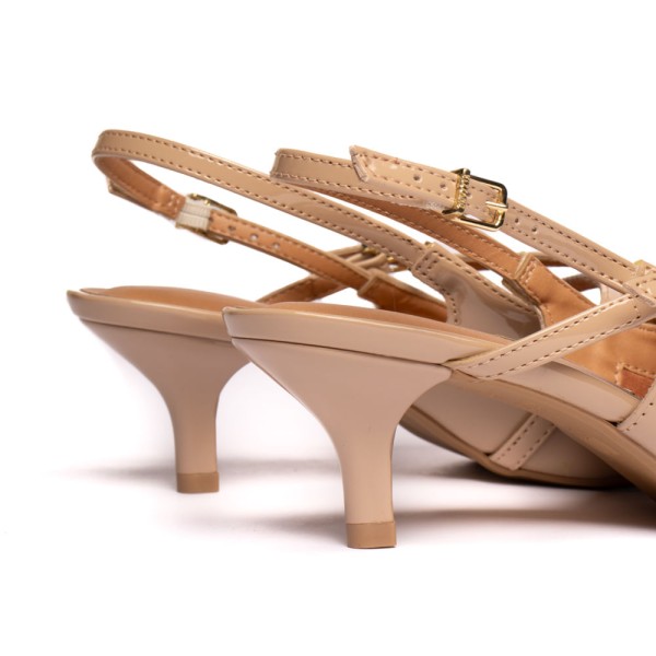 Encontraproduto.com.br - Sapato Scarpin Feminino Vizzano com Fivelas Verniz Bege