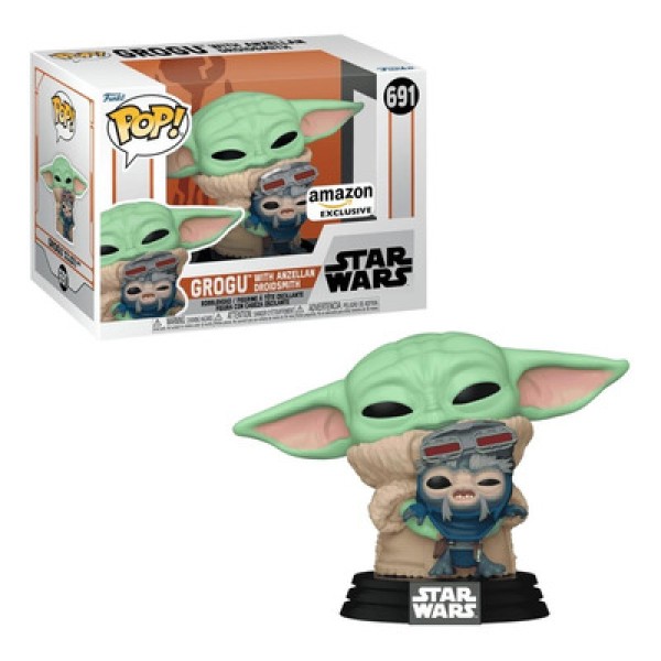 Encontraproduto.com.br - Boneco Funko Pop! Star Wars Mandalorian Grogu c/ Droidsmith