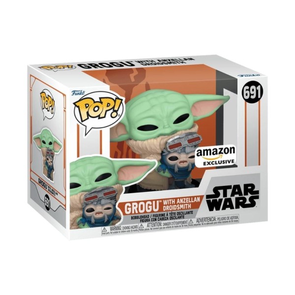 Encontraproduto.com.br - Boneco Funko Pop! Star Wars Mandalorian Grogu c/ Droidsmith