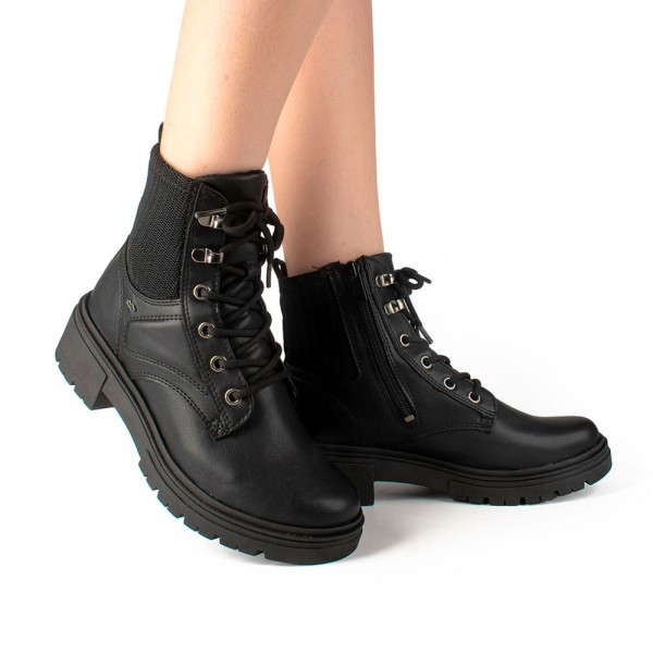 Encontraproduto.com.br - Coturno Feminino Dakota com Recorte em Tecido Preto