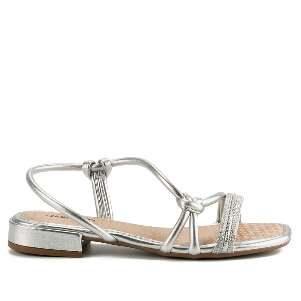Encontraproduto.com.br - Sandália Feminina Mississipi de Salto Baixo Metalizada Prata