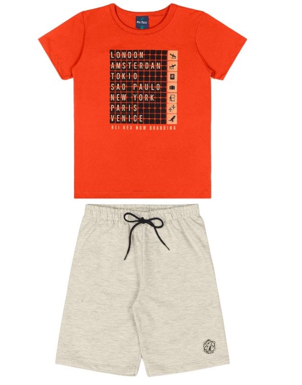 Conjunto Algodão Infantil Menino Verão Estampa Frontal 4/8 - 45733