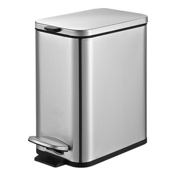 Lixeira Retangular Pedal e Balde 5L Aço Inox Escovado Brinox
