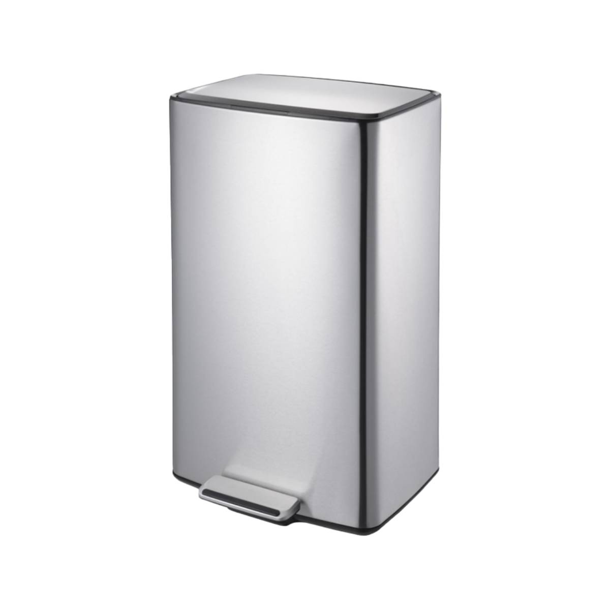 Lixeira Retangular C/ Pedal e Balde 40 L Aço Inoxidável Escovado Linha Plana Brinox