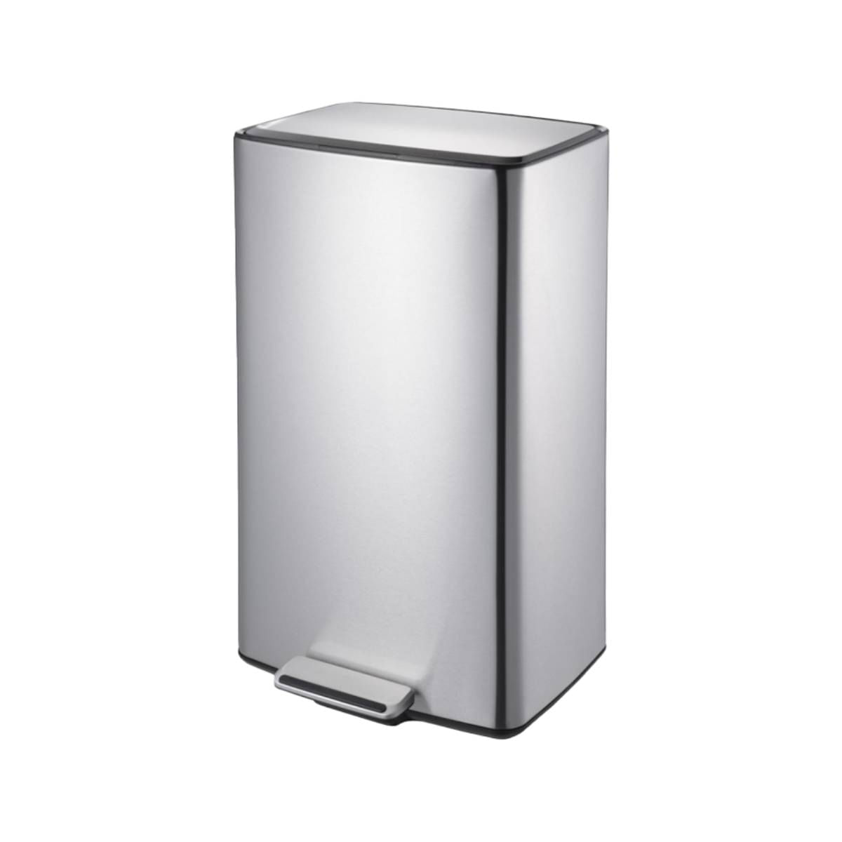 Encontraproduto.com.br - Lixeira Retangular C/ Pedal e Balde 40 L Aço Inoxidável Escovado Linha Plana Brinox