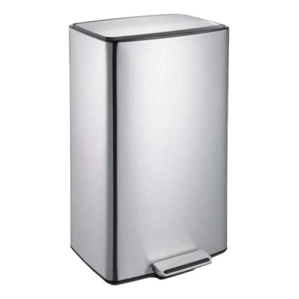 Lixeira Retangular C/ Pedal e Balde 40 L Aço Inoxidável Escovado Linha Plana Brinox