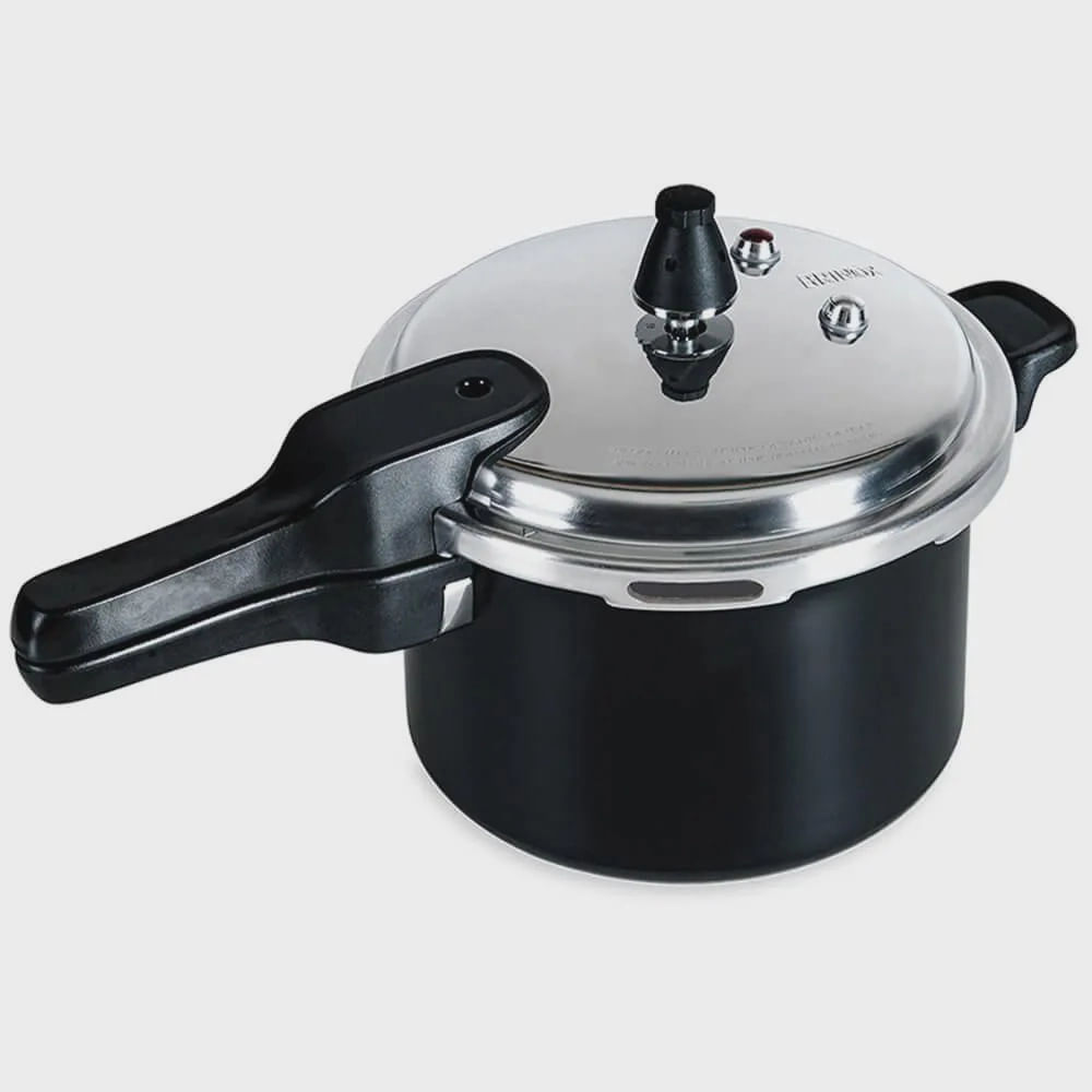Encontraproduto.com.br - Panela de Pressão 22 cm 5,4 L Fundo de Indução Estrutura Alumínio Antiaderente Pro-Ceramic Premium Cor Preto Linha Ceramic Life Super Brinox