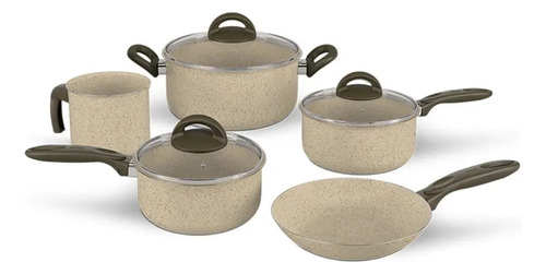 Encontraproduto.com.br - Jogo de Panelas Brinox Antiaderente Ceramic Life 5 Peças Suprema Vanilla