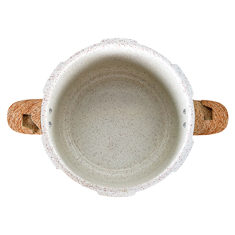 Panela de pressão com alças Brinox Ceramic Life Pressure fundo de Indução 5,4 litros vanilla