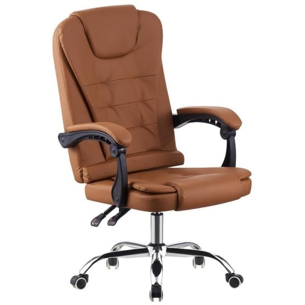 Encontraproduto.com.br - Cadeira De Escritório Presidente Base Cromada Com Rodinha Fortt Suzhou Marrom PF09-M