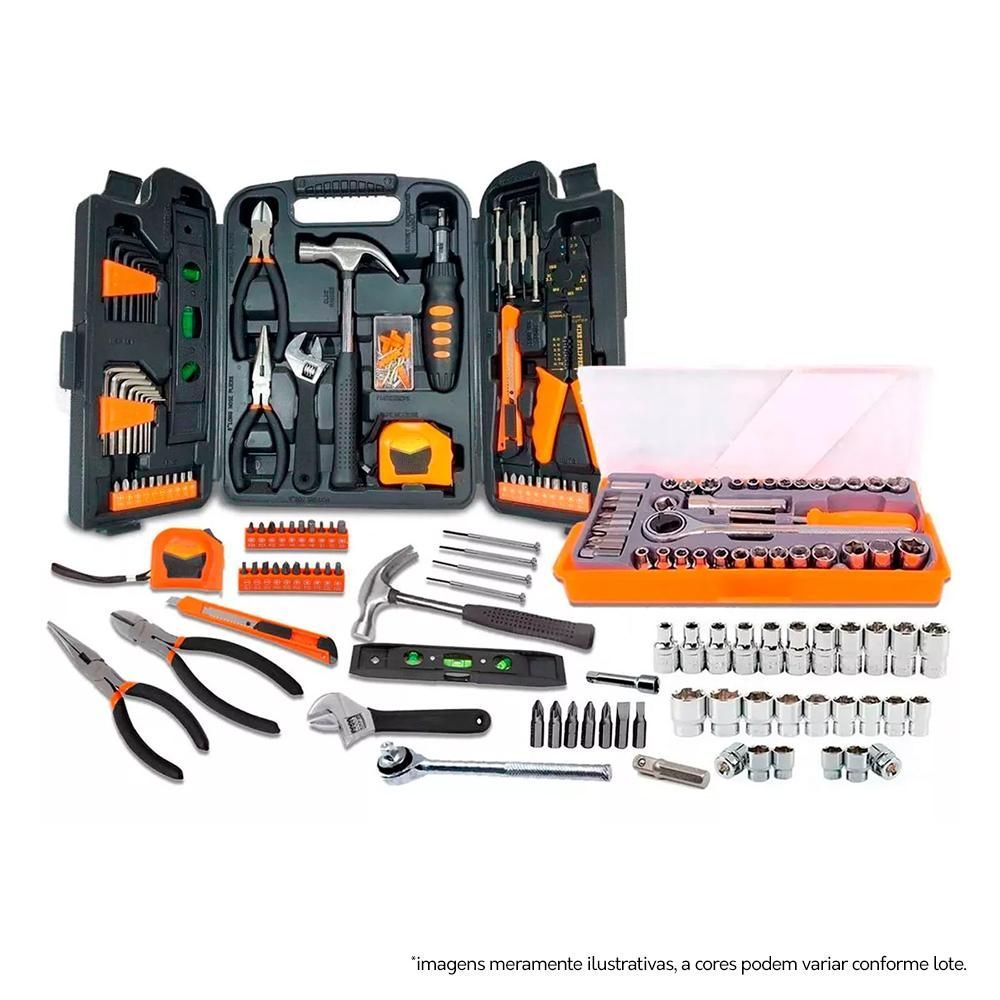 Encontraproduto.com.br - Kit Maleta De Ferramentas E Chave Completa 169 Peças Fortt Preto KMFC002-P