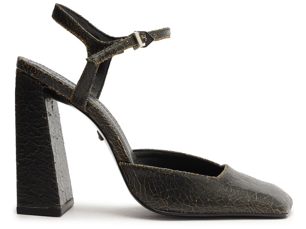 Scarpin Preto Cracked Stone Sallto Alto S22029 Schutz