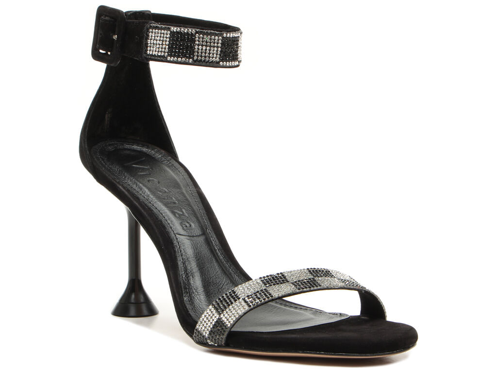 Sandália Vicenza Salto Fino Nobuck Preto